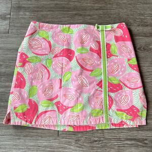 Vintage Lilly Pulitzer Pink Peaches Skort Skirt Shorts White Label Girls (Sz 6X)